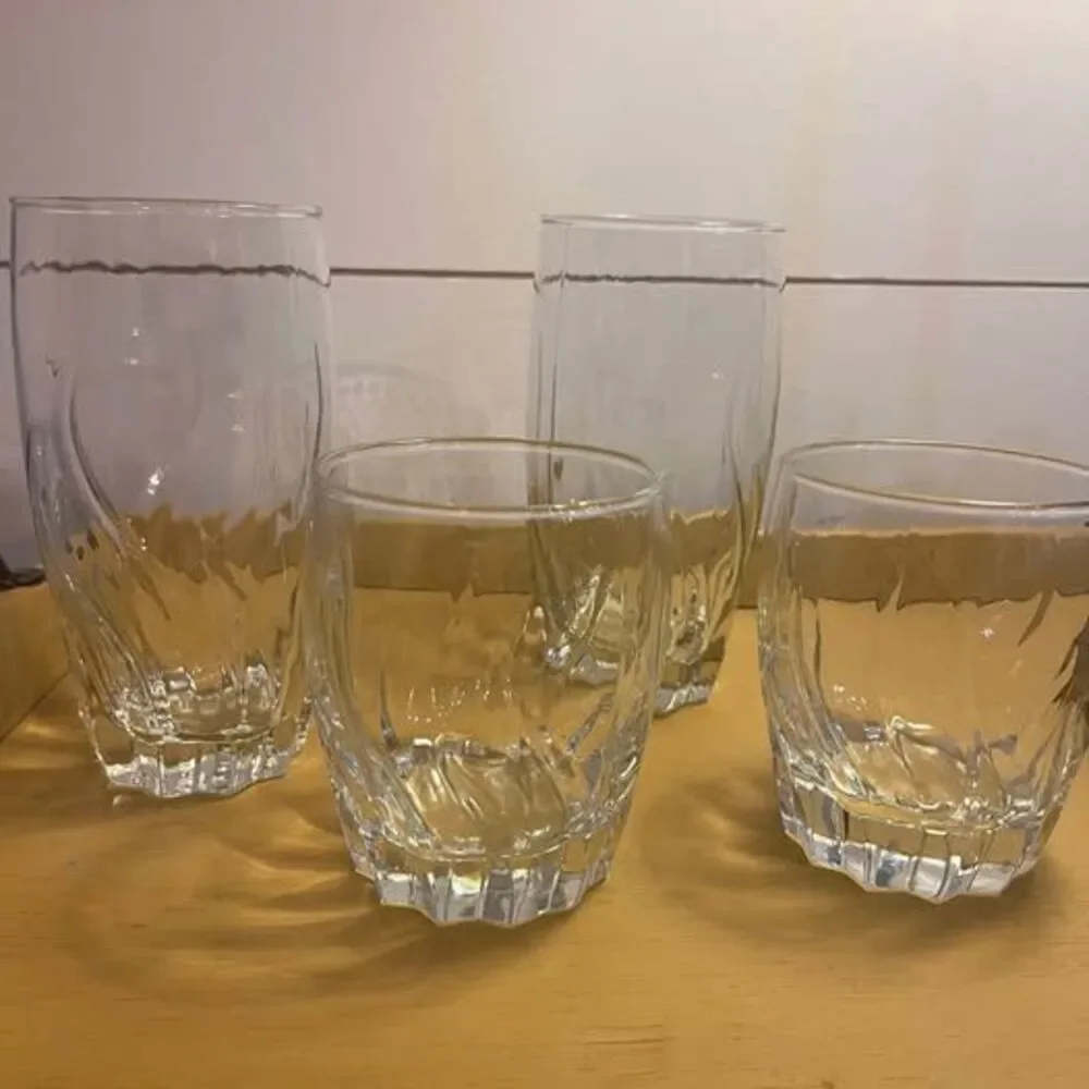 Vintage, Retro Anchor Hocking Central Park Tumblers & Rocks Glasses 4 Piece Set